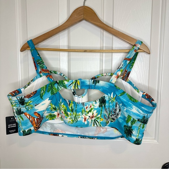 NWT Torrid Tiger Tropic Lightly Lined Mid Coverage Top + Swim Skirt Set 3X DD/F - Picture 4 of 14